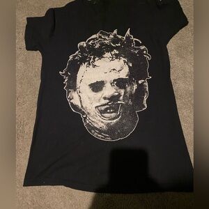 Mens Leatherface Texas chainsaw massacre face t shirt. Halloween